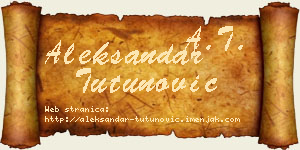 Aleksandar Tutunović vizit kartica